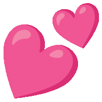 two pink hearts on a white background that look like they are floating in the air