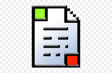 an icon of a piece of paper with a green and red square