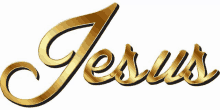 the word jesus is written in gold letters