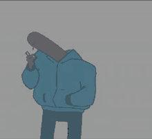 a cartoon character is smoking a cigarette while wearing a blue hoodie .