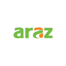 a green and orange logo for a company called araz .