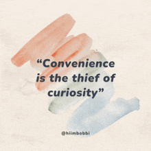 convenience is the thief of curiosity written on a white background