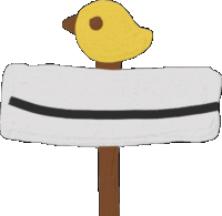 a wooden sign with a yellow bird on it