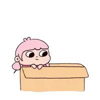 two cartoon characters are sitting in a cardboard box