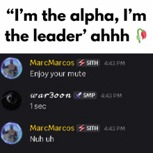 a screenshot of a discord conversation between marcmarcos and sith
