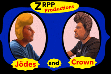 a poster for zrpp productions shows two men in wigs