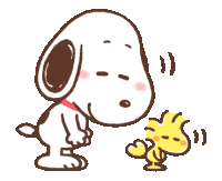 a drawing of snoopy and woodstock standing next to each other