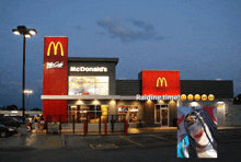 a picture of a mcdonald 's and a picture of a woman with braids