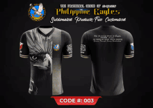 the front and back of a philippine eagles sublimated product