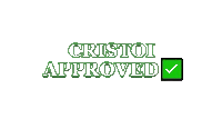 a sign that says cristoi approved with a check mark next to it