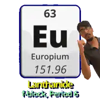 a man stands in front of a sign that says europium