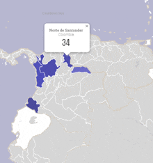 a map showing norte de santander colombia with 34