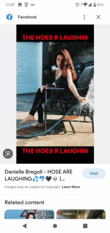 a picture of a woman sitting in a chair with a hose and the caption the hoes r laughing