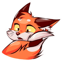 a cartoon drawing of a fox with a surprised look on his face