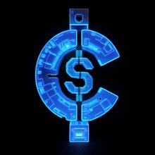 a blue circle with a dollar sign inside