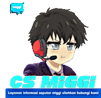 a cartoon of a man with headphones and the words cs miggi below him