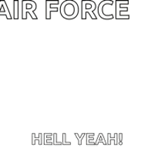 a woman in a blue shirt is flexing her muscles with the words `` air force hell yeah ! ''