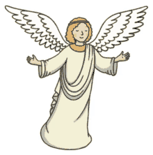 a drawing of an angel with his arms outstretched and his eyes closed