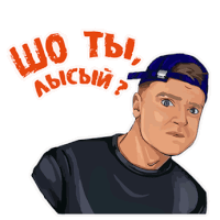 a cartoon of a man wearing a blue hat with the words " wo tbi " in red