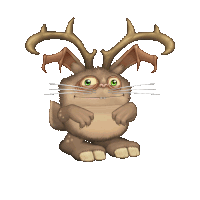 a cartoon rabbit with antlers on its head and wings