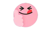 a pink smiley face giving a thumbs up with a red tongue sticking out