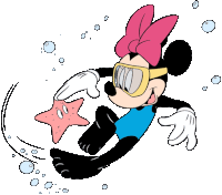 a cartoon of minnie mouse holding a starfish