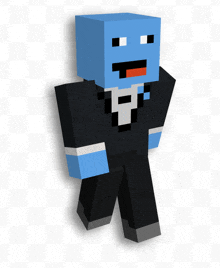 a minecraft character with a blue head and a black shirt