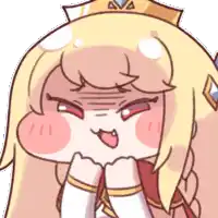 a cartoon girl with blonde hair and a crown on her head is making an angry face .