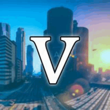 a picture of a city with a letter v in the middle .