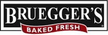 a logo for bruegger 's baked fresh is shown