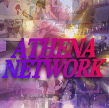 a collage of images with the words athena network in red