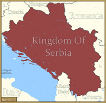 a map of the kingdom of serbia with italy and greece visible