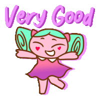 a very good sticker with a cartoon girl in a purple dress