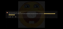 a screenshot of a smiley face with a funny caption