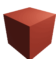 a red cube on a white background with a black border