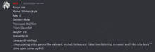 a screenshot of a person 's profile on a discord