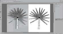 a computer screen shows a pair of stainless steel blade gauges with numbers on them