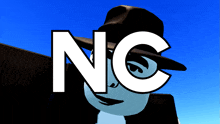 a cartoon character wearing a hat with the letter nc above it