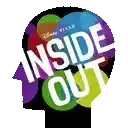 the inside out logo is a cartoon head with balloons in the background .