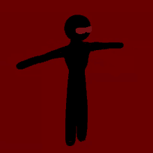 a silhouette of a person with their arms outstretched and a mask on