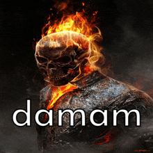 a picture of a ghost rider with the word damar written below it