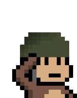 a pixel art of a monkey wearing a helmet