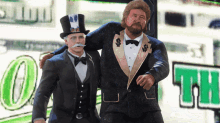 a man in a top hat is standing next to another man in a suit