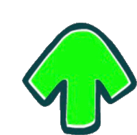 a green arrow pointing upwards with a black outline