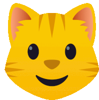 a yellow cat 's face with a smile on it