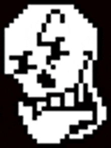 a black and white pixel art drawing of a skull with the word fool on it .