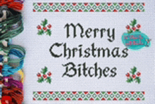 a cross stitch pattern with the words merry christmas bitches on it