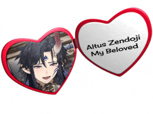 two hearts with altus zendori my beloved written on it