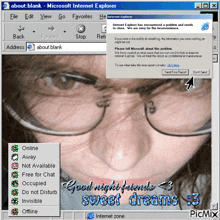 a microsoft internet explorer window with a picture of a person 's face