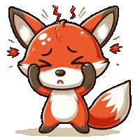 a cartoon fox is covering its face with its paws and a lightning bolt is coming out of its head .